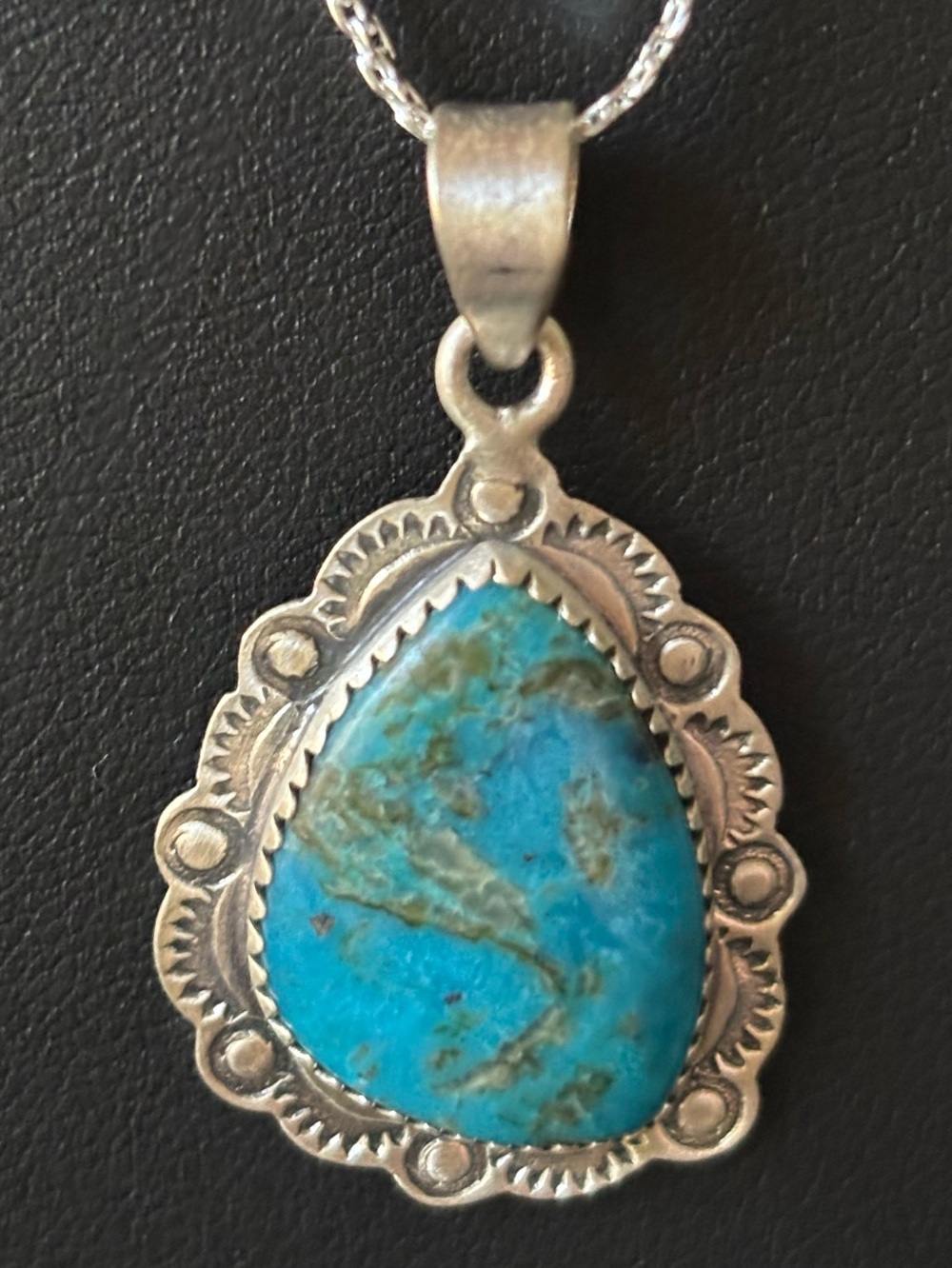 Sterling Silver Teardrop ithaca peak Turquoise Pendant Necklace
